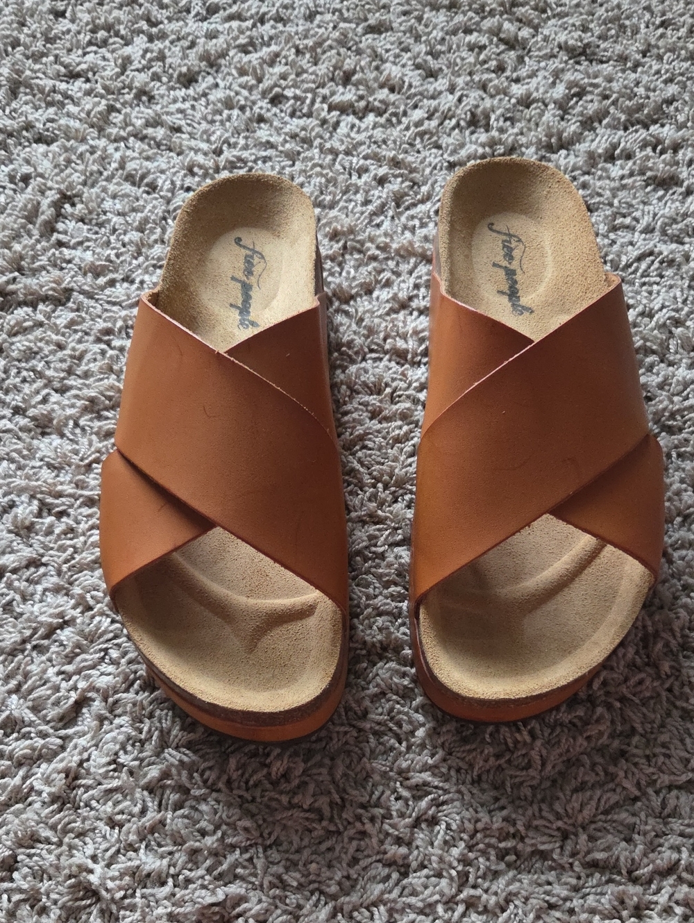 Free People Sidelines Flatform Slide Sandal in Honey NEW!